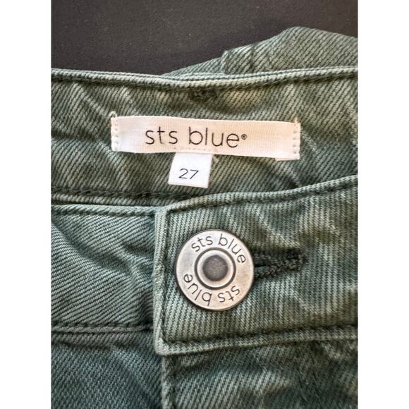 New ~ STS BLUE ~ Women's Green Slit Front Denim Maxi Skirt Size 27 - Picture 3 of 3